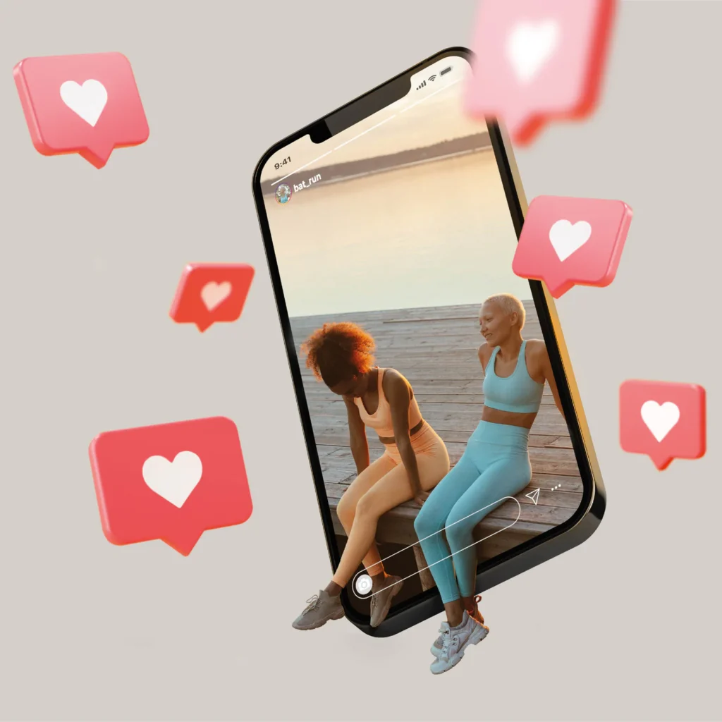 mobile with love icons